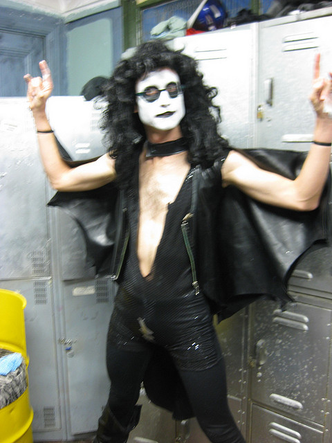 Lightning Rod Strikes Northbridge - Lucas Ihlein in costume, having been invited to judge the Air Guitar championships...
